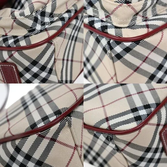 BURBERRY Logo Nova Check Shoulder Bag Canvas Leather Red Brown Japan 218-082525 - Picture 7 of 15